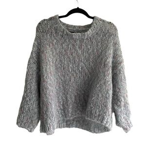 HANDMADE Wool Oversized Cropped Chunky Knit Sweater Blue